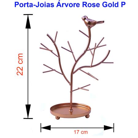 Imagem de Porta Jóias Árvore Em Metal Biju Brinco Anel Bijuteria Colar - Dourado