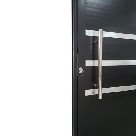 Imagem de Porta Lambril de Alumínio 210 x 90cm com Puxador e Friso Linha Veneza  Lado Esquerdo Preto