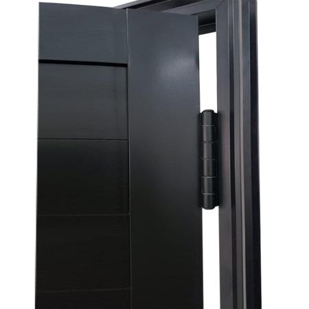 Imagem de Porta Lambril de Alumínio 210 x 90cm com Puxador e Friso Linha Veneza  Lado Esquerdo Preto