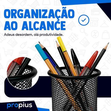 Imagem de Porta Lápis Organizador De Mesa Escritorio Aramado Papel Professor Palito Giratório Secretária Colocar Objetos Treco