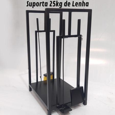 Imagem de Porta Lenhas Cesto Portátil Limpeza de Lareira Churrasqueira