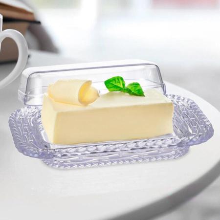 Imagem de Porta Manteiga Manteigueira Decorada Cristal Transparente