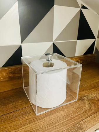 Porta Papel Higiênico de Bancada em Acrílico Cristal