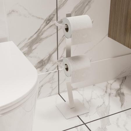 Imagem de Porta Papel Higiênico lavabo Chão Papeleiro 2 Rolos Branco Duplo luxo