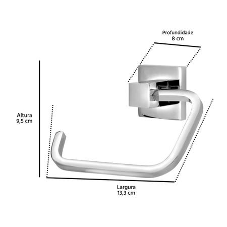 Imagem de Porta Papel Higiênico Quadrado Metal Cromado Dupla Fixação