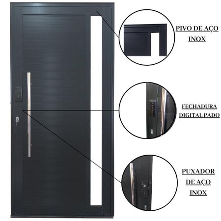 Imagem de Porta Pivotante de Alumínio 210 x 100cm com Visor e Fechadura Digital Linha 30 Direita