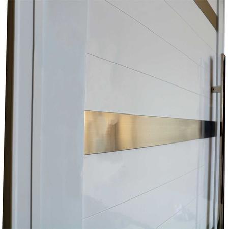 Imagem de Porta Pivotante de Alumínio Branco Com Friso e Puxador CMC Classic - Lado Direito - 2.10 (A) X 1.20 (L)