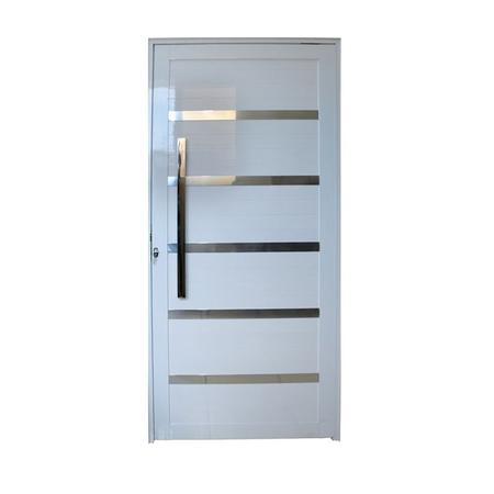 Imagem de Porta Pivotante de Alumínio Branco Com Friso e Puxador CMC Classic - Lado Direito - 2.10 (A) X 1.20 (L)