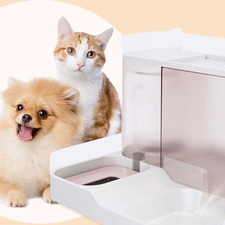 Imagem de Porta Ração e Água Comedouro Bebedouro 1L Gato Cão Cachorro Pet Dispenser Duplo Automático PF04