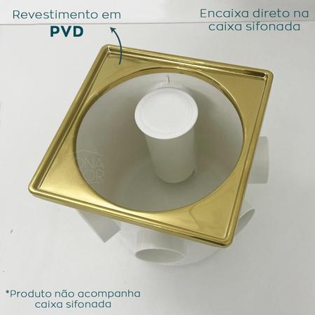 Imagem de Porta Ralo 15X15 Dourado Caixilho Quadrado 15Cm Porta Grelha