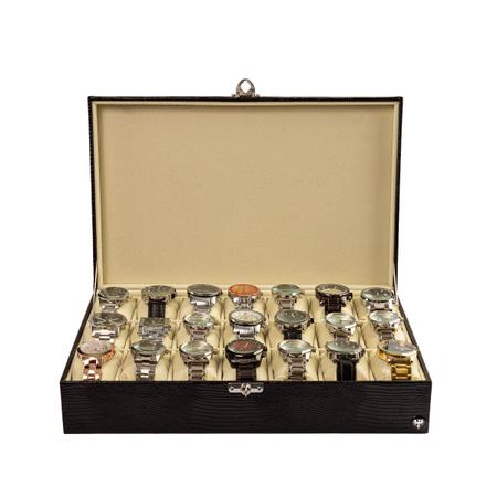 Imagem de Porta Relógio Sintético Croco Caixa com 21 Divisórias