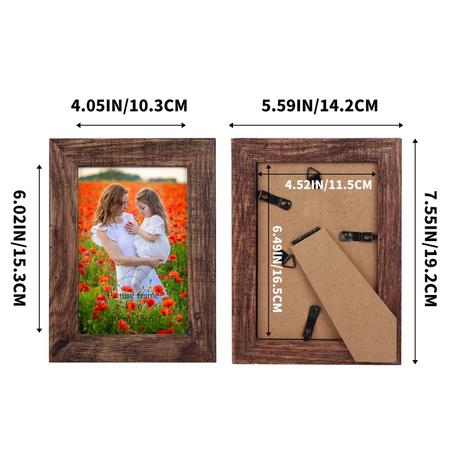 Porta-retratos PETAFLOP 4x6, conjunto de 7 molduras rústicas Imagem de Porta-retratos PETAFLOP 4x6, conjunto de 7 molduras rústicas