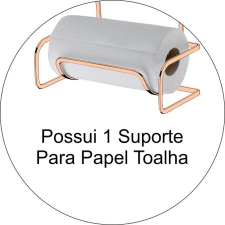 Imagem de Porta Rolos 3 em 1 Papel Toalha Alumínio PVC - Cobre