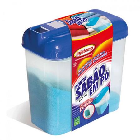 Imagem de Porta Sabao em Po com Dosador 1 Kg com Tampa Azul  Injetemp 