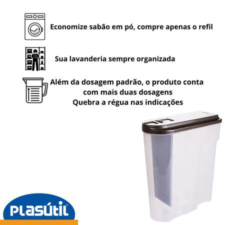 Imagem de Porta Sabão Em Pó Plasútil C Dosador Econômico 1,8 Kg 