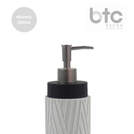 Porta Sabonete Líquido Resina Branco e Prateado 300ml BTC Imagem de Porta Sabonete Líquido Resina Branco e Prateado 300ml BTC