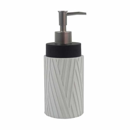 Porta Sabonete Líquido Resina Branco e Prateado 300ml BTC Imagem de Porta Sabonete Líquido Resina Branco e Prateado 300ml BTC