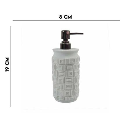 Porta Sabonete Líquido Resina BTC Branco Prateado 300ml Imagem de Porta Sabonete Líquido Resina BTC Branco Prateado 300ml