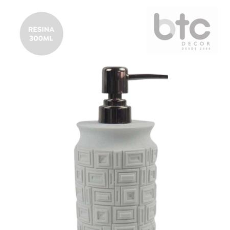 Porta Sabonete Líquido Resina BTC Branco Prateado 300ml Imagem de Porta Sabonete Líquido Resina BTC Branco Prateado 300ml