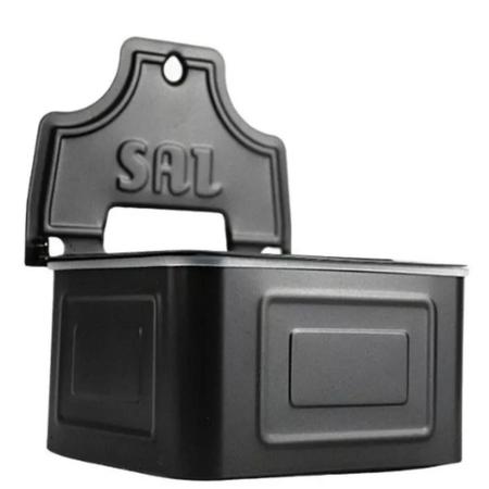 Imagem de Porta Sal Saleiro Em Aço Inox Preto 700g - Mak Inox