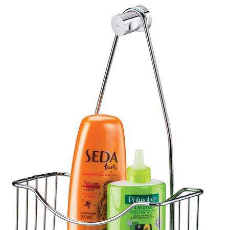 Imagem de Porta Shampoo com Saboneteira de Registro Aço Cromado Utimil Suporte para Banheiro