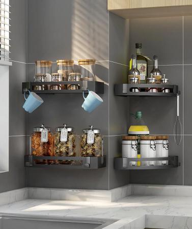 Imagem de Porta Shampoo E Sabonete Suporte De Canto Parede Banheiro Cozinha Inox