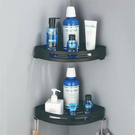 Imagem de Porta Shampoo E Sabonete Suporte De Canto Parede Banheiro Cozinha Inox