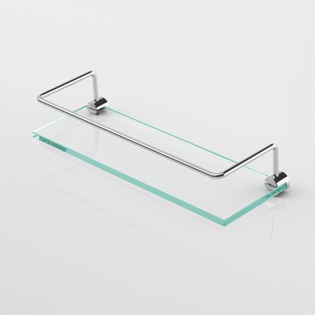 Imagem de Porta Shampoo para Banheiro com Proteção Suporte Redondo Acessório em Vidro Jateado Grego Metal Alto Brilho 