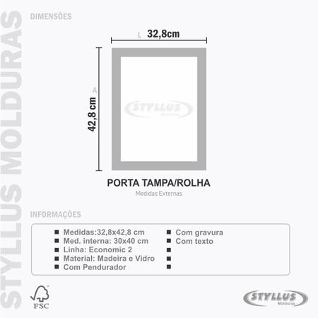 Imagem de Porta Tampa/Rolha Madeira e Vidro  30x40 Preto C504 - C10