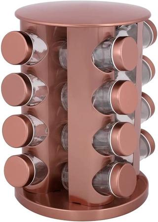 Imagem de Porta Tempero Condimento Giratório Rose Gold 16 Potes