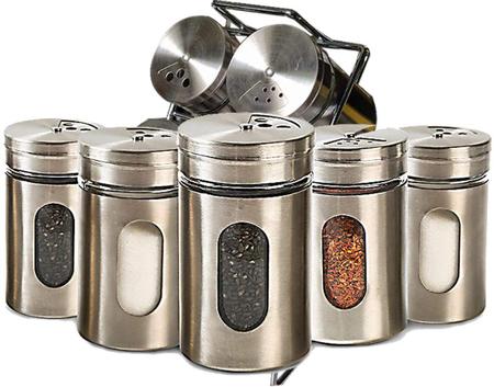 Imagem de Porta Tempero Condimentos em Metal Cromado Moderno 7 peças