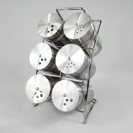 Imagem de Porta Tempero Condimentos em Metal Cromado Moderno 7 peças