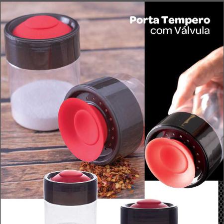 Imagem de Porta Tempero Válvula Saleiro Cinza Plástico 350 ml