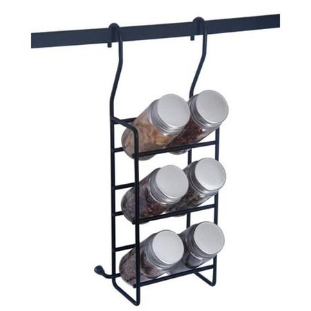 Porta Temperos Com 06 Potes Vidro - Preto - Jomer Imagem de Porta Temperos Com 06 Potes Vidro - Preto