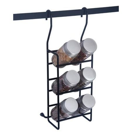 Porta Temperos Com 06 Potes Vidro - Preto - Jomer Imagem de Porta Temperos Com 06 Potes Vidro - Preto