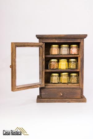 Imagem de Porta temperos / condimentos com armário de madeira de 1 porta