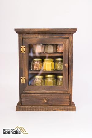 Imagem de Porta temperos / condimentos com armário de madeira de 1 porta