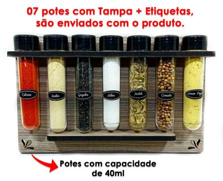 Imagem de Porta Temperos/Condimentos kit 07 Tubetes + Suporte +  Adesivos *2X1