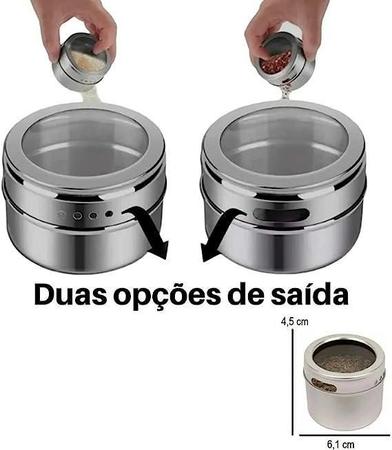 Porta Temperos Condimentos Magnetico Aço Inox 316 - 6 Peças - Sweet Home Imagem de Porta Temperos Condimentos Magnetico Aço Inox 316 - 6 Peças