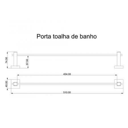 Imagem de Porta toalha banho clic inox square ouro