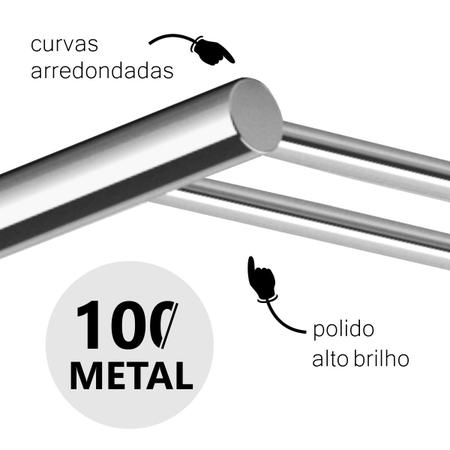 Imagem de Porta Toalha Duplo 40cm Modelo Orion Prata Alto Brilho Grego Metal