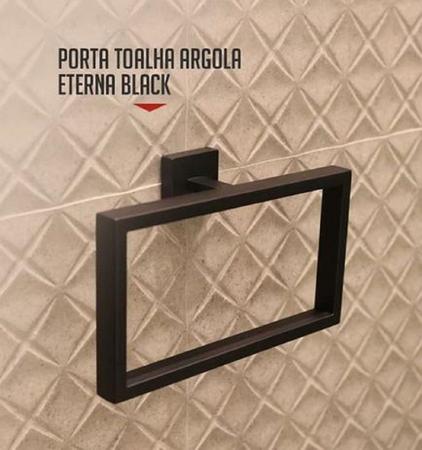 Imagem de Porta toalha toalheiro argola italy line banheiro eterna inox preto black IL17496