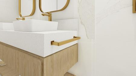 Imagem de Porta Toalha Toalheiro de Banho Banheiro 60cm em Aço Inox Dourado Linha Larissa, esp 5,5  Stainless