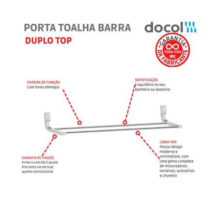 Imagem de Porta-Toalhas Bastão Duplo Top Docol