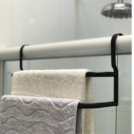 Porta Toalhas Duplo Suporte Toalheiro Para Box Preto Fosco - Porto Moreno Imagem de Porta Toalhas Duplo Suporte Toalheiro Para Box Preto Fosco
