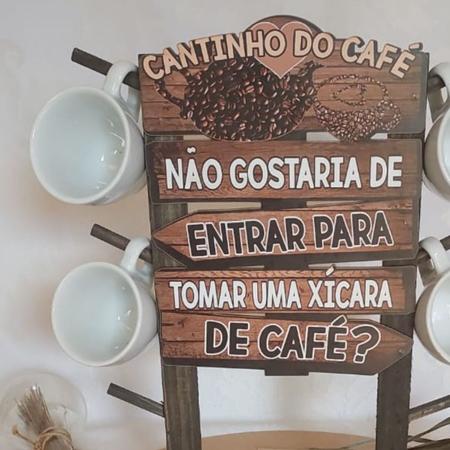 Imagem de Porta Xicaras Cantinho do Café com 4 Xicaras de Ceramica