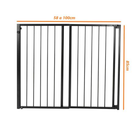 Imagem de Portão de Correr com Altura de 85 cm e Largura Regulável de 58 a 100 cm - Preto