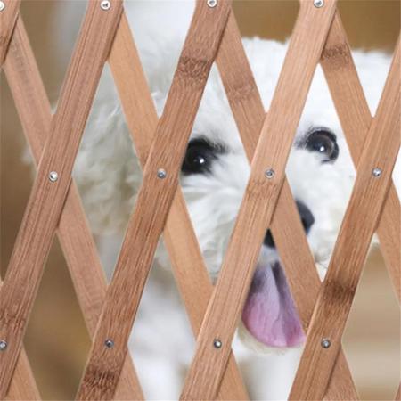 Imagem de Portao Retratil Pet Bambu Cachorro Criança Cao Safonado Cercado Casa Resistente Segurança