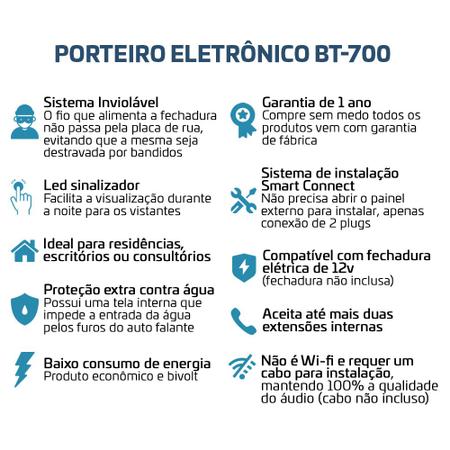 Imagem de Porteiro Eletrônico Residencial Inviolável Com Capa Protetora Bt-700