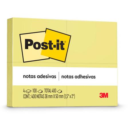 Imagem de POST-IT Amarelo 4 Blocos 100F 38MM X 50MM 3M